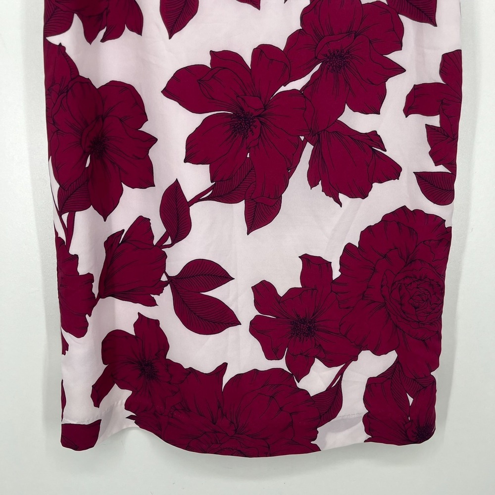 Banana Republic Dress Women's Size 2 Red Floral Print Back Zip Sleeveless - Picture 3 of 8